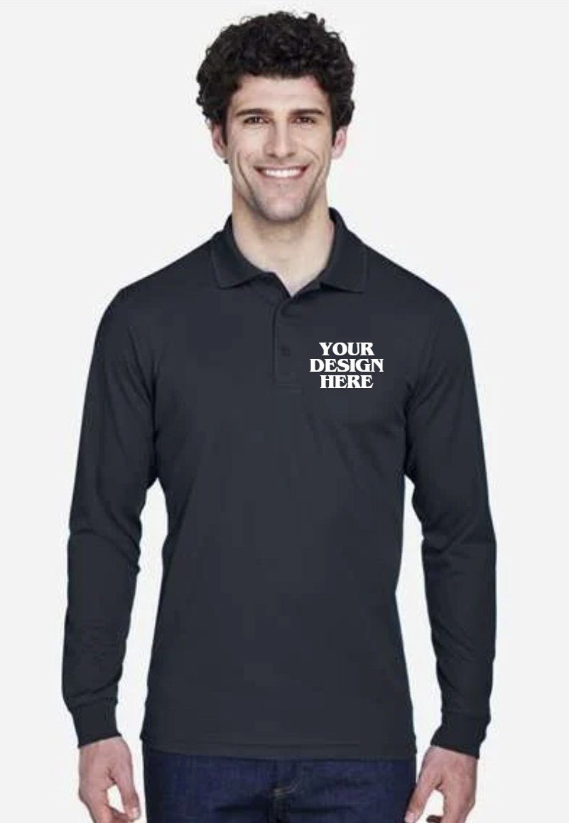 Men's Pinnacle Performance Long Sleeve Pique Polo - Core365 88192 - Be Proud Line | Custom Apparel