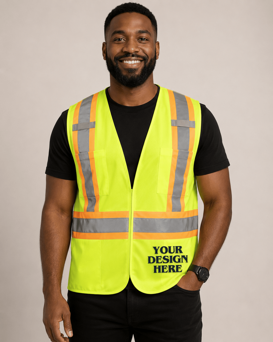 Vanguard - Tricot Hi-Vis 5 Point Tear-Away Vest - Dual Sized - L01145 - Be Proud Line | Custom Apparel