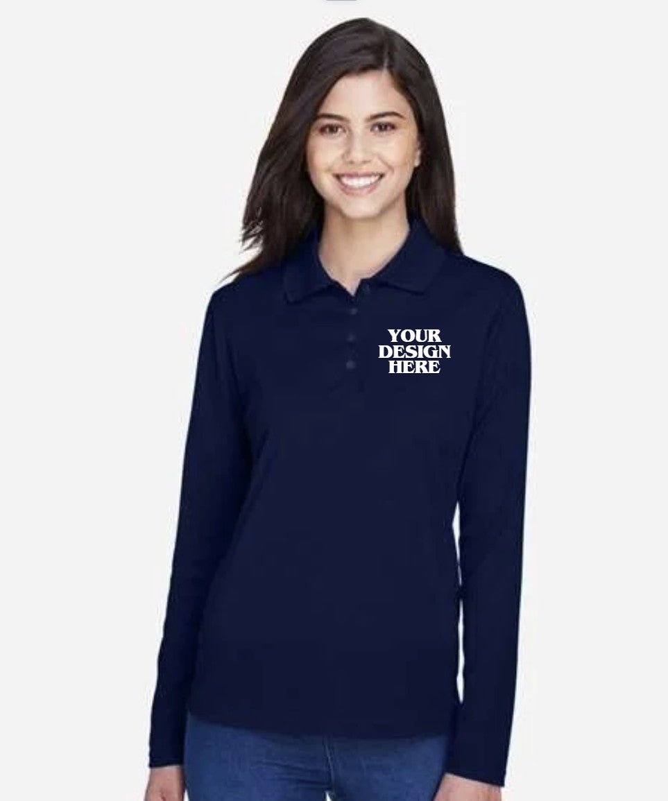 Women's Pinnacle Performance Long Sleeve Pique Polo - Core365 78192 - Be Proud Line | Custom Apparel
